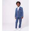 2-Pc Stretchy Mod Suit, Indigo Glen Plaid - Suits & Separates - 2