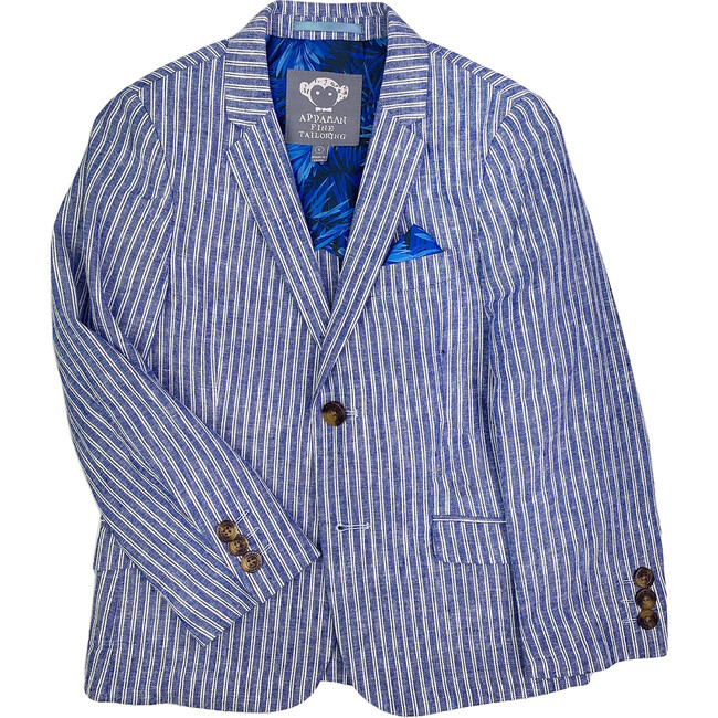 Sports Single-Breasted Notch Lapel Jacket, Cabana Stripe