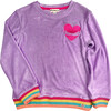 Ruby Crew Neck Rainbow Strip Hem Sweatshirt, Sweet Lavender - Sweatshirts - 1 - thumbnail