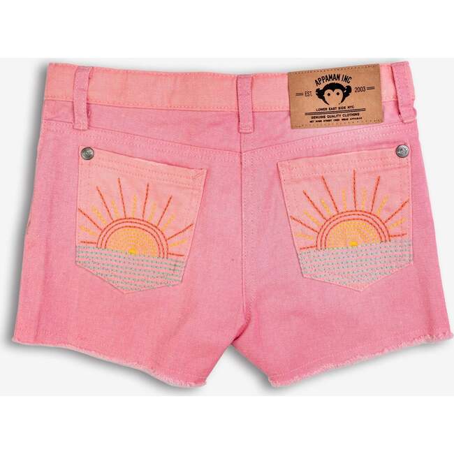 Rhodes Frayed Hem Denim Shorts, Pink Mix