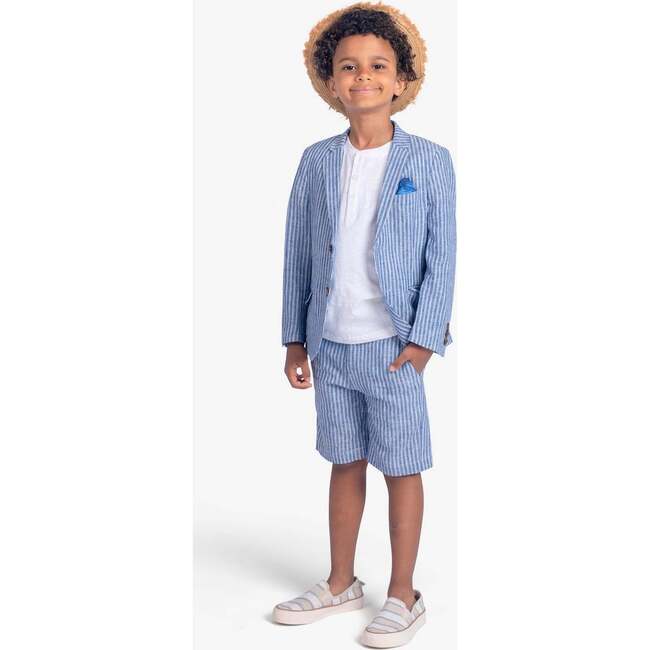 Sports Single-Breasted Notch Lapel Jacket, Cabana Stripe