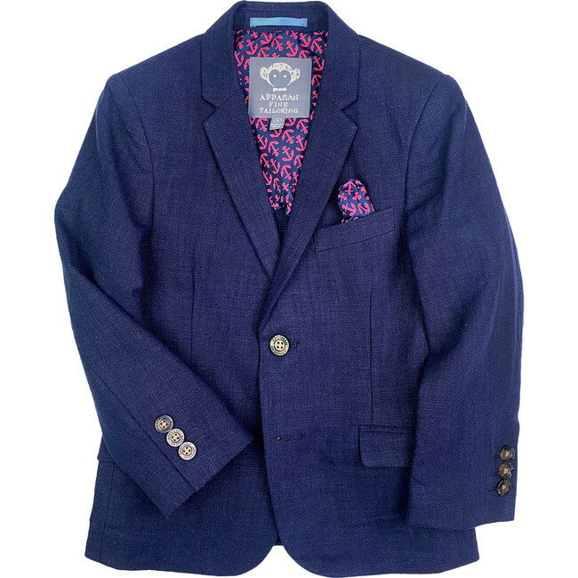 Sports Single-Breasted Notch Lapel Jacket, Dark Navy