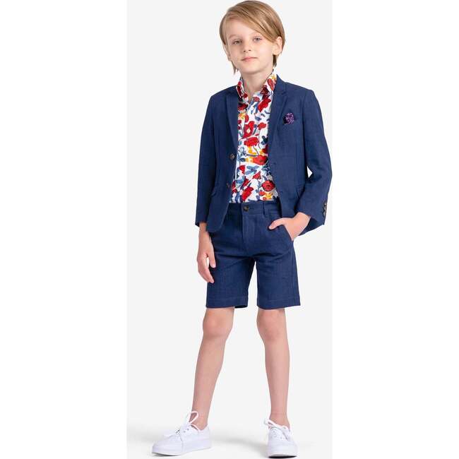 Sports Single-Breasted Notch Lapel Jacket, Dark Navy