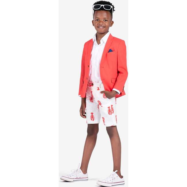 Sports Single-Breasted Notch Lapel Jacket, Coral