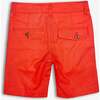 Flat-Front Trouser Short, Coral - Shorts - 2 - thumbnail