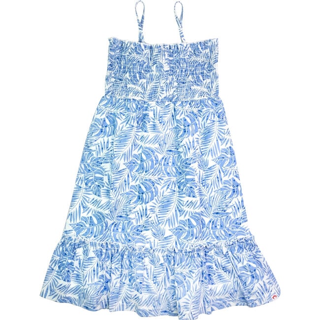 Madison Sleeveless Smocked Maxi Dress, Blue Palms - Dresses - 1