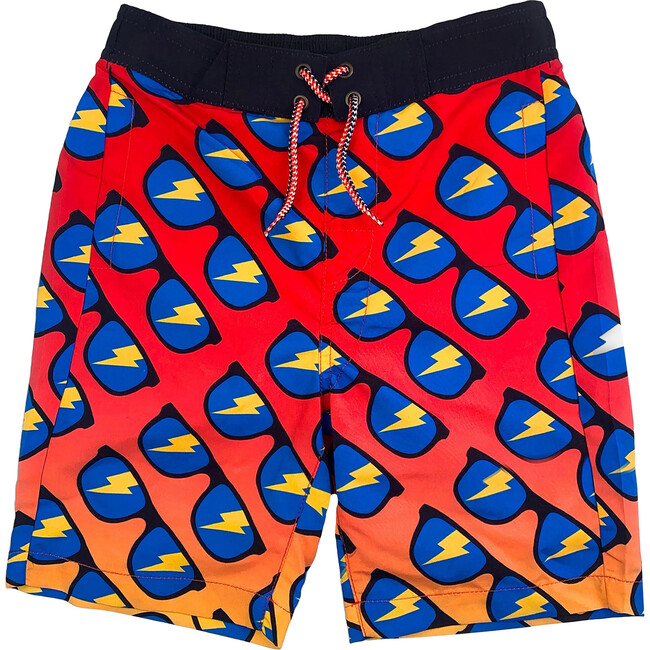 Longer Length Swim Trunks, Ombre Palms