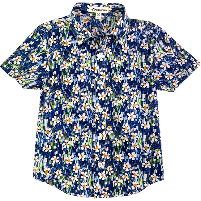 Day Party Print Shirt, Navy Daisy