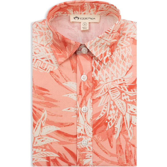 Day Party Shirt, coral pineapples