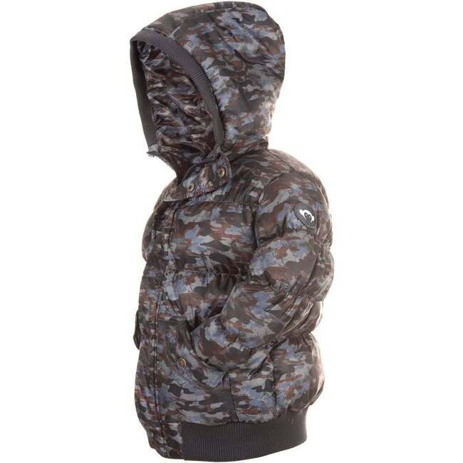 Camo Puffy Coat, Blue