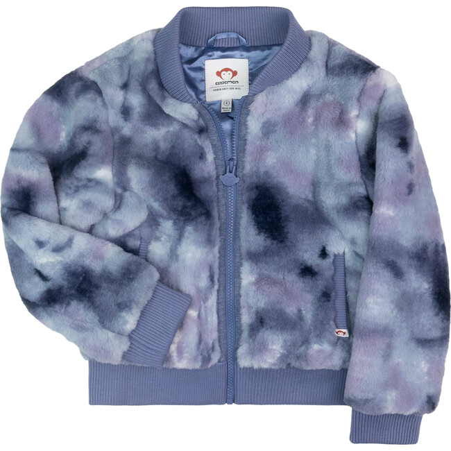 Nikki Fuzzy Camo Bomber Jacket, Blue Depths