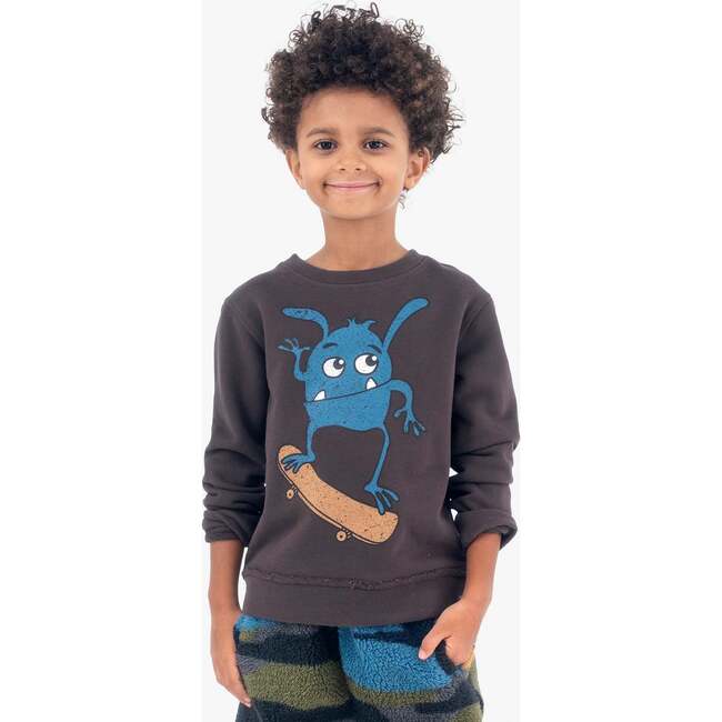 Highland Skate Monster Print Sweatshirt, Pewter