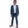 Stretchy Straight-Leg Plaid Suit Pants, Navy Glen - Pants - 2 - thumbnail