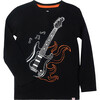 Electric Guitar Graphic Long Sleeve Tee, Black - T-Shirts - 1 - thumbnail