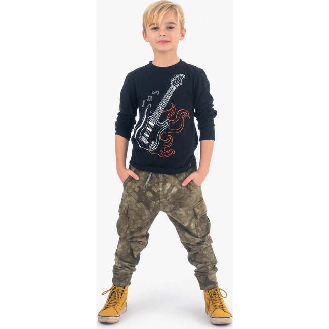 Electric Guitar Graphic Long Sleeve Tee, Black - T-Shirts - 2