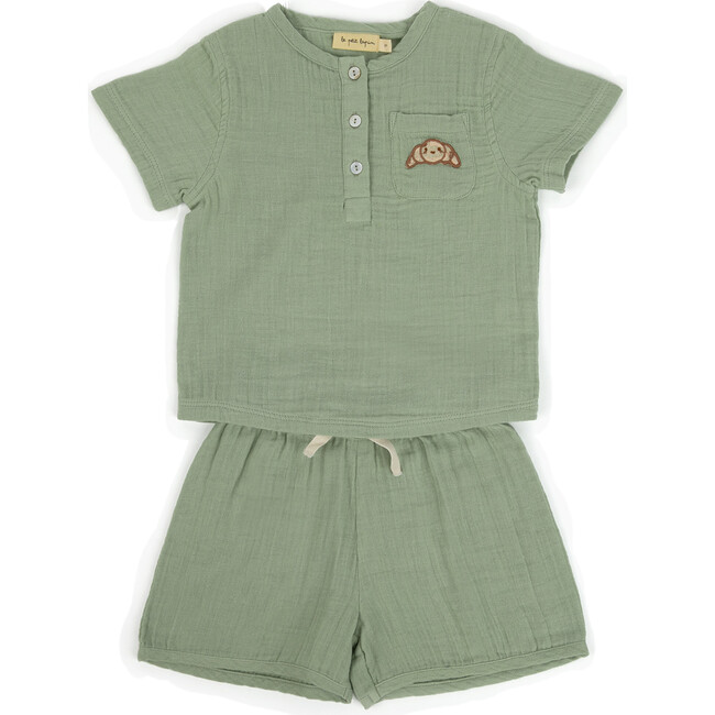 Cayden Organic Muslin Petit Croissant Set, Sage