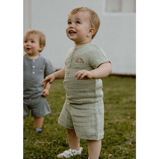 Cayden Organic Muslin Petit Croissant Set, Sage