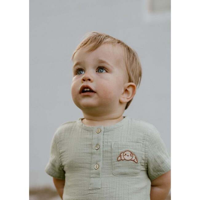 Cayden Organic Muslin Petit Croissant Set, Sage - Mixed Apparel Set - 4