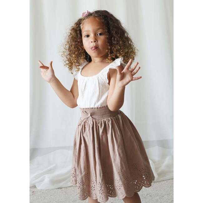 Calliope Swiss Dot Embroidered Romper, Antique Ivory