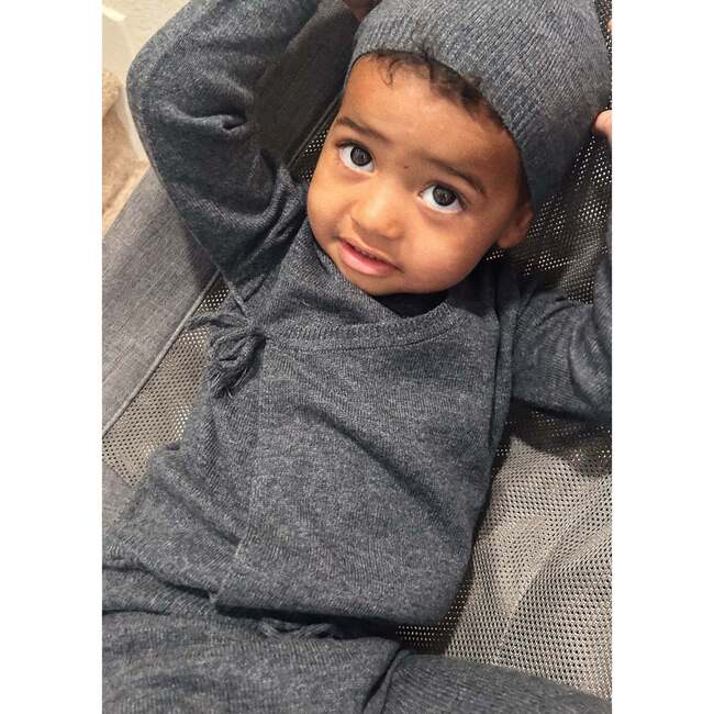 Cashmere Wrap Cardigan Dark Gray Melange