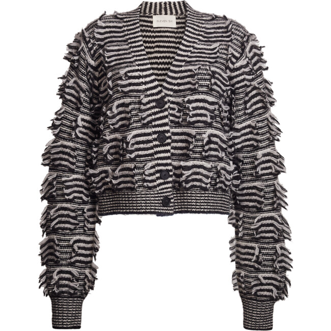Luella Stripe Cardi, Black/White Stripe