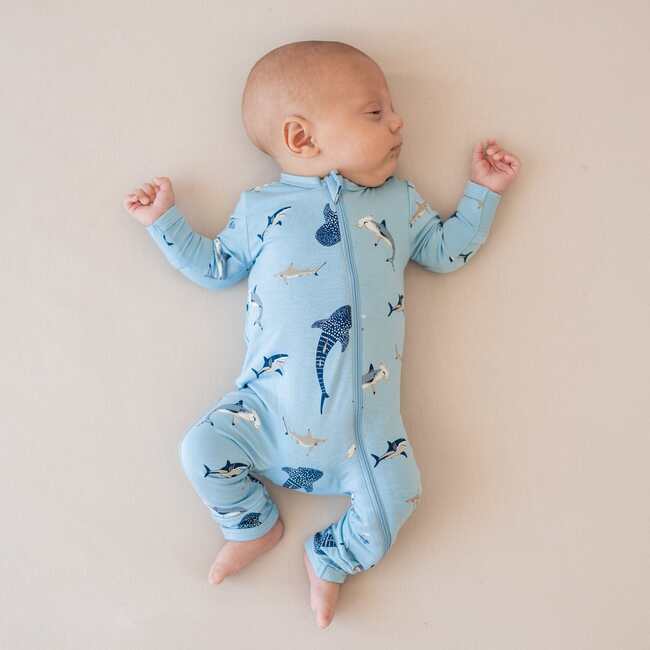 Zippered Romper, Stream Shark - Rompers - 3