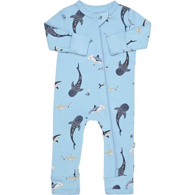 Zippered Romper, Stream Shark - Rompers - 4