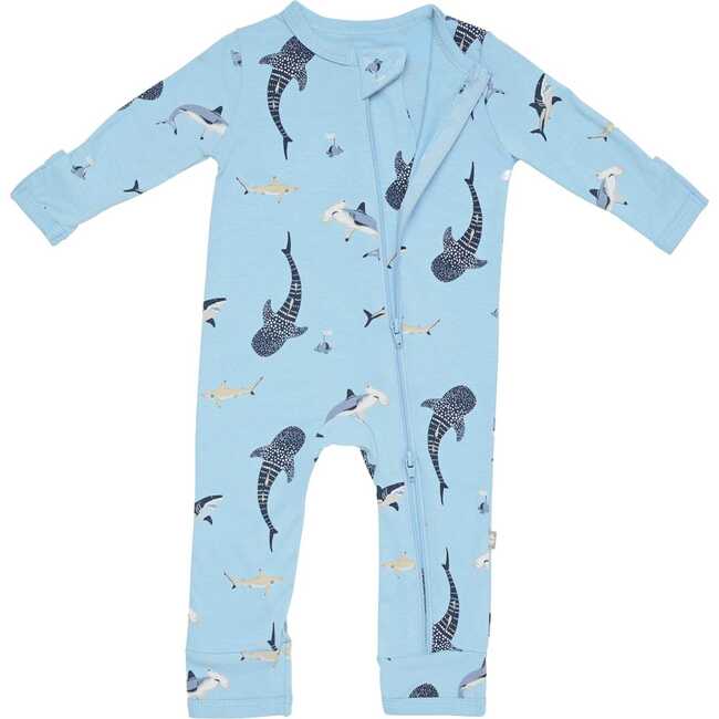 Zippered Romper, Stream Shark - Rompers - 5