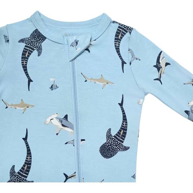 Zippered Romper, Stream Shark - Rompers - 6