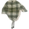 Winter Hat, Olive White Plaid with velcro straps - Hats - 2 - thumbnail