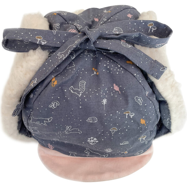 Winter Tie Hat, Cottage Animals on Blue - Hats - 1