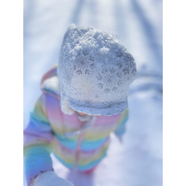 Winter Tie Hat, Snowflake on White Foil