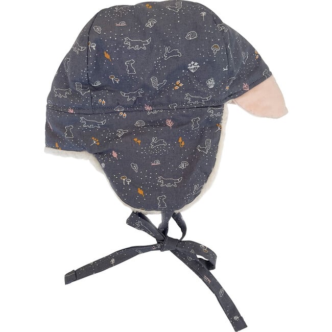 Winter Tie Hat, Cottage Animals on Blue - Hats - 4