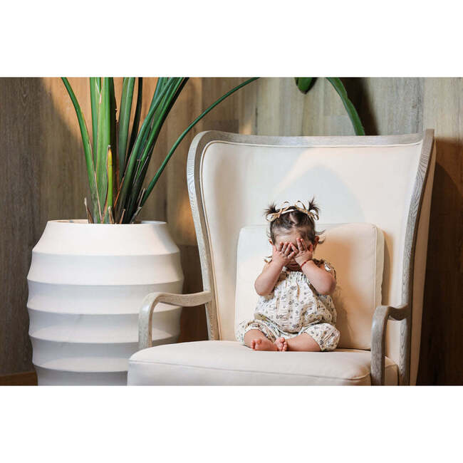 Textured Printed Romper, Sand - Rompers - 3