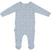 Pointelle Leaves Footie and Beanie Set, Baby Blue - Footie Pajamas - 1 - thumbnail
