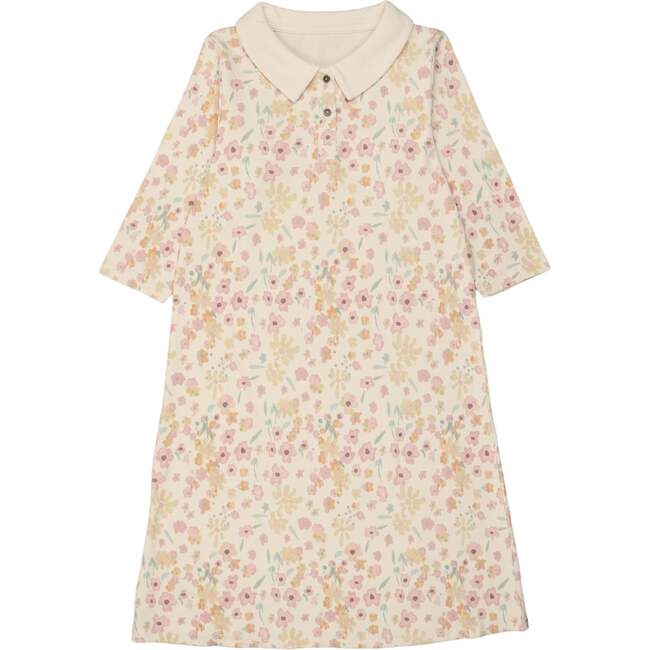 Pretty Garden 3/4 Sleeve Dress, Beige - Dresses - 1