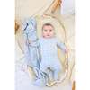 Pointelle Leaves Footie and Beanie Set, Baby Blue - Footie Pajamas - 2 - thumbnail