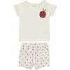 Girls Ribbed Berry Applique Tee & Short Set, White - Mixed Apparel Set - 1 - thumbnail