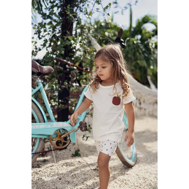 Girls Ribbed Berry Applique Tee & Short Set, Mauve