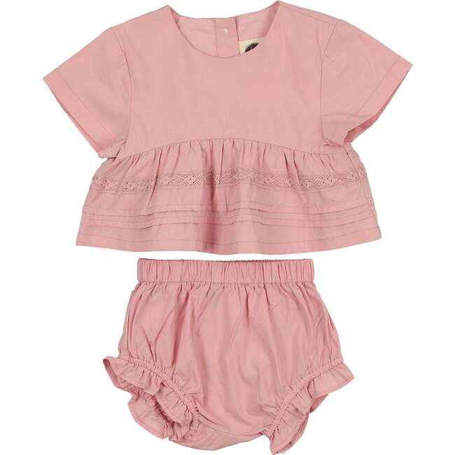 Girls Pleats-N-Tiers Top & Short Set, Mauve