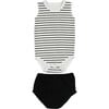 Boys Striped Top With Bloomer, Black - Onesies - 1 - thumbnail