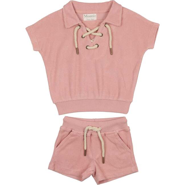 Beach Terry Pullover Top & Short Set, Mauve