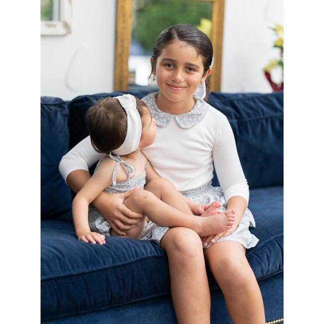 Textured Floral Peter Pan Collar Long Sleeve Shirt, Slate