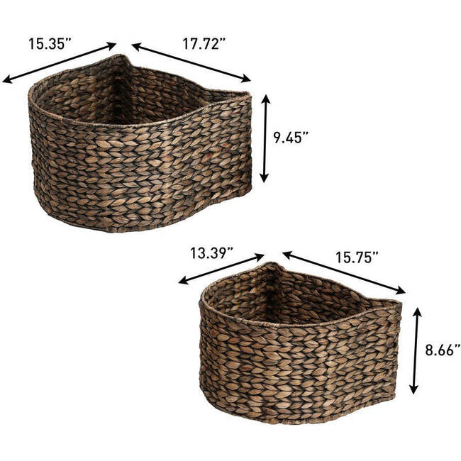 Felix Cat Shaped Hand Woven Water Hyacinth Nesting Pet Toy Organizer Baskets, Brown (Set of 2) - Storage - 3