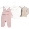 Newborn Girl 3 Piece Knit Set, Pink - Mixed Apparel Set - 1 - thumbnail