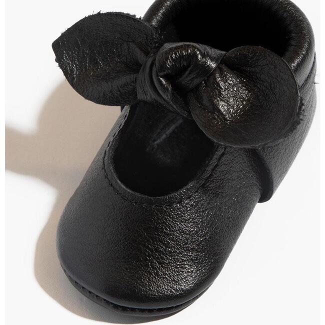 Knotted Bow Baby Shoe Soft Sole, Ebony