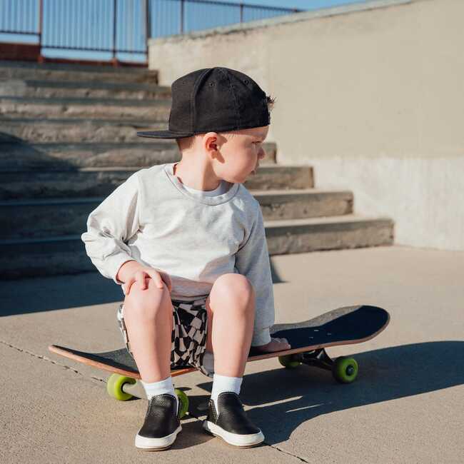 Slip On Baby Shoe Hard Sole, Ebony - Crib Shoes - 3