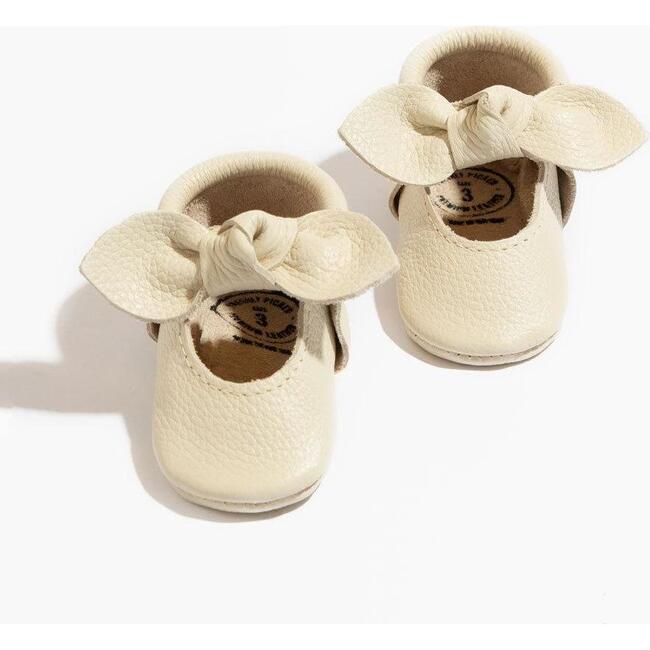 Knotted Bow Baby Shoe Soft Sole, Birch
