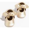 Knotted Bow Baby Shoe Hard Sole, Platinum - Crib Shoes - 1 - thumbnail