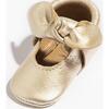 Knotted Bow Baby Shoe Hard Sole, Platinum - Crib Shoes - 2